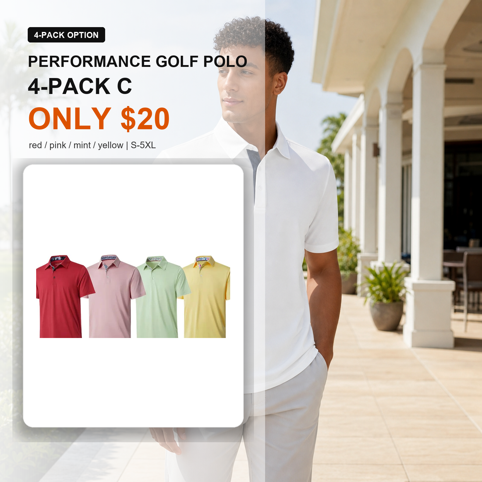 4-pack C performance golf polo main image