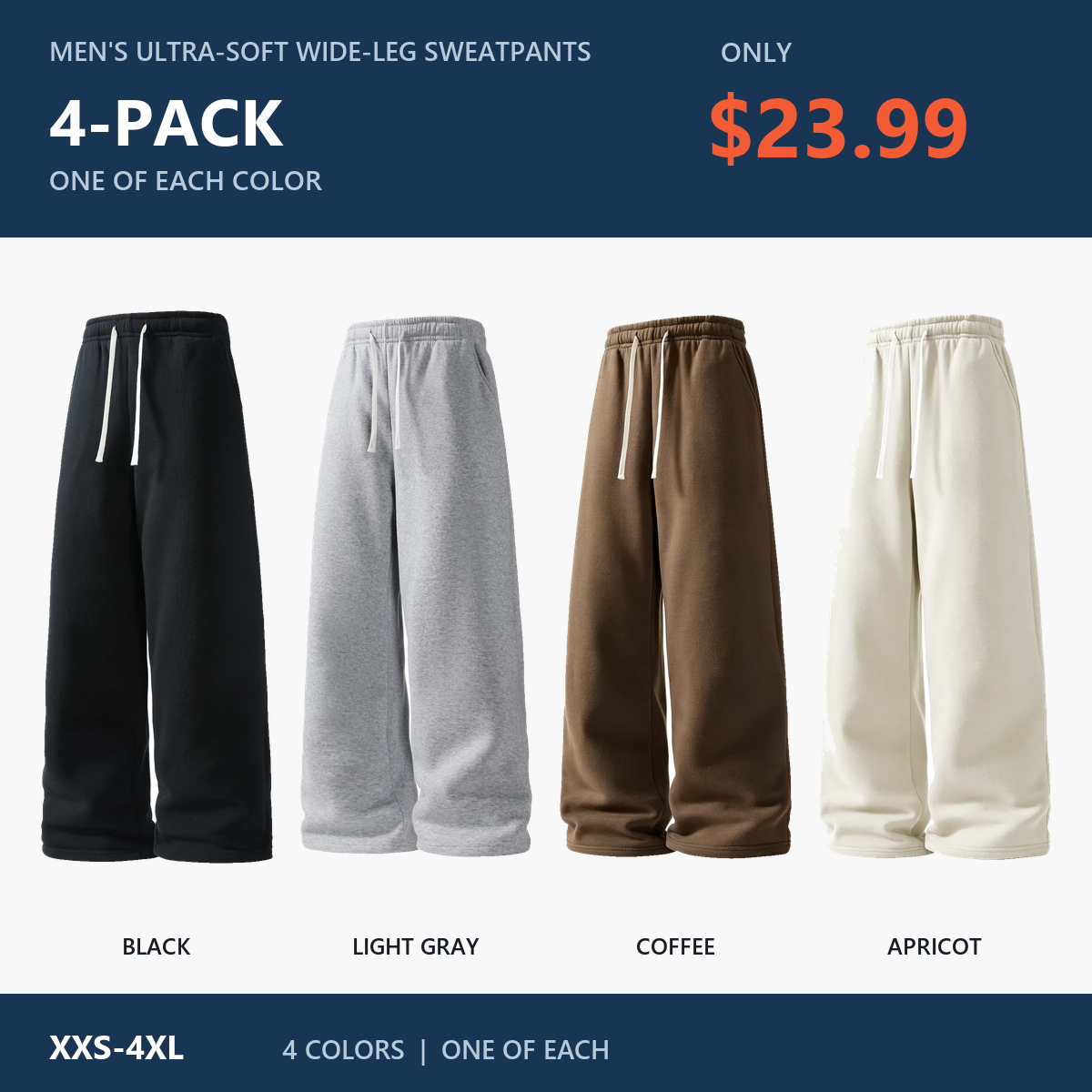 Four-pack E: Black, Light Gray, Coffee, and Apricot