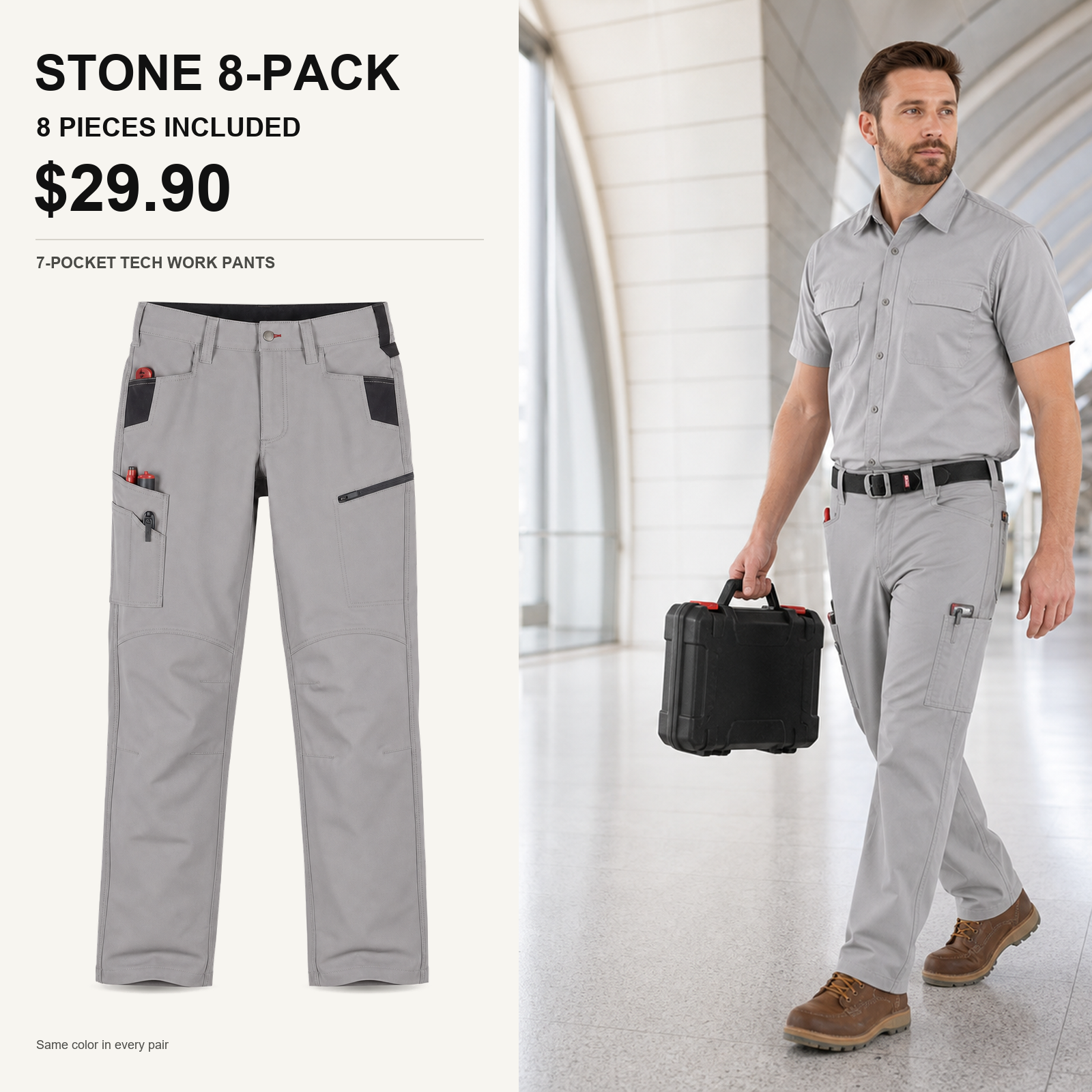 stone 8-piece tech work pants main image