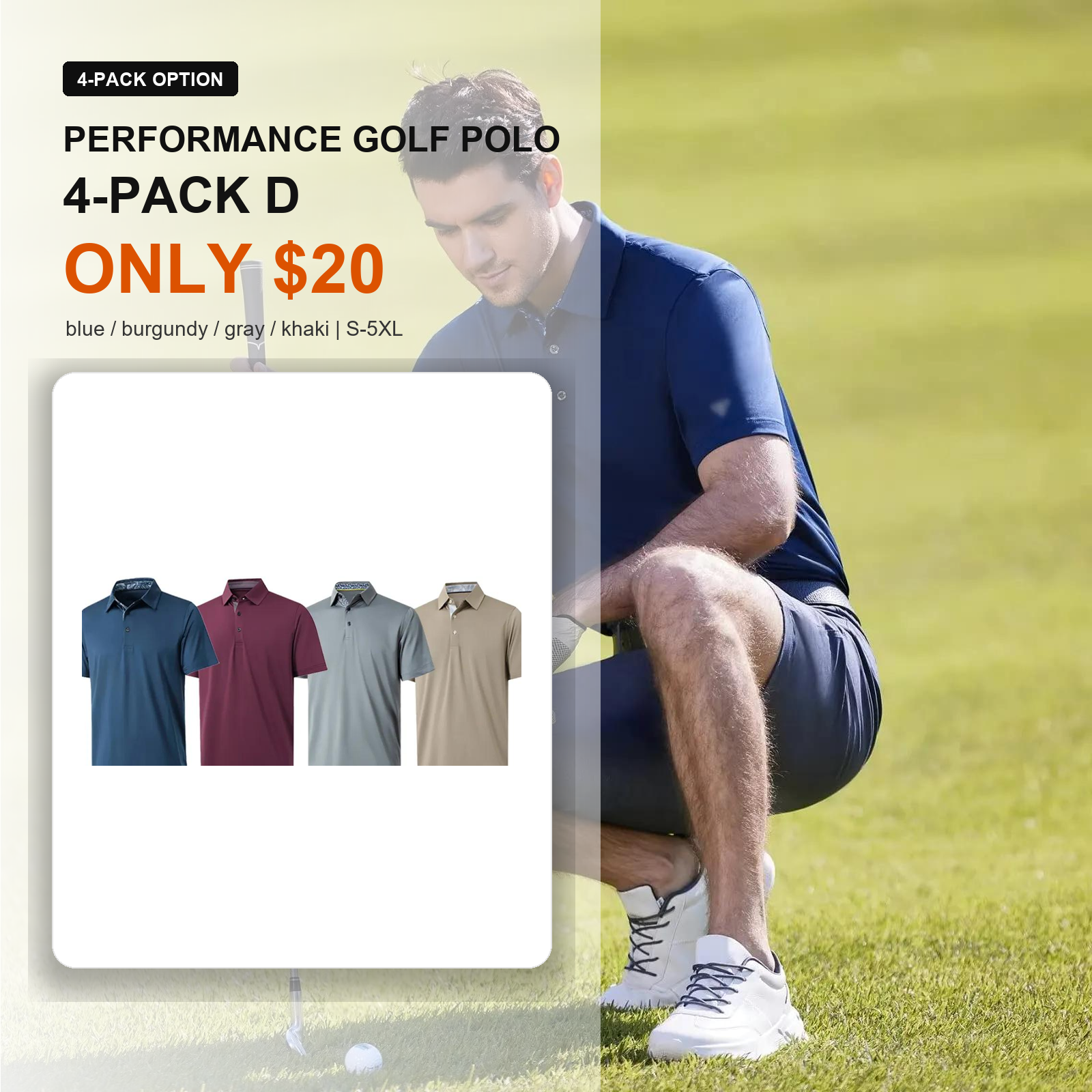 4-pack D performance golf polo main image