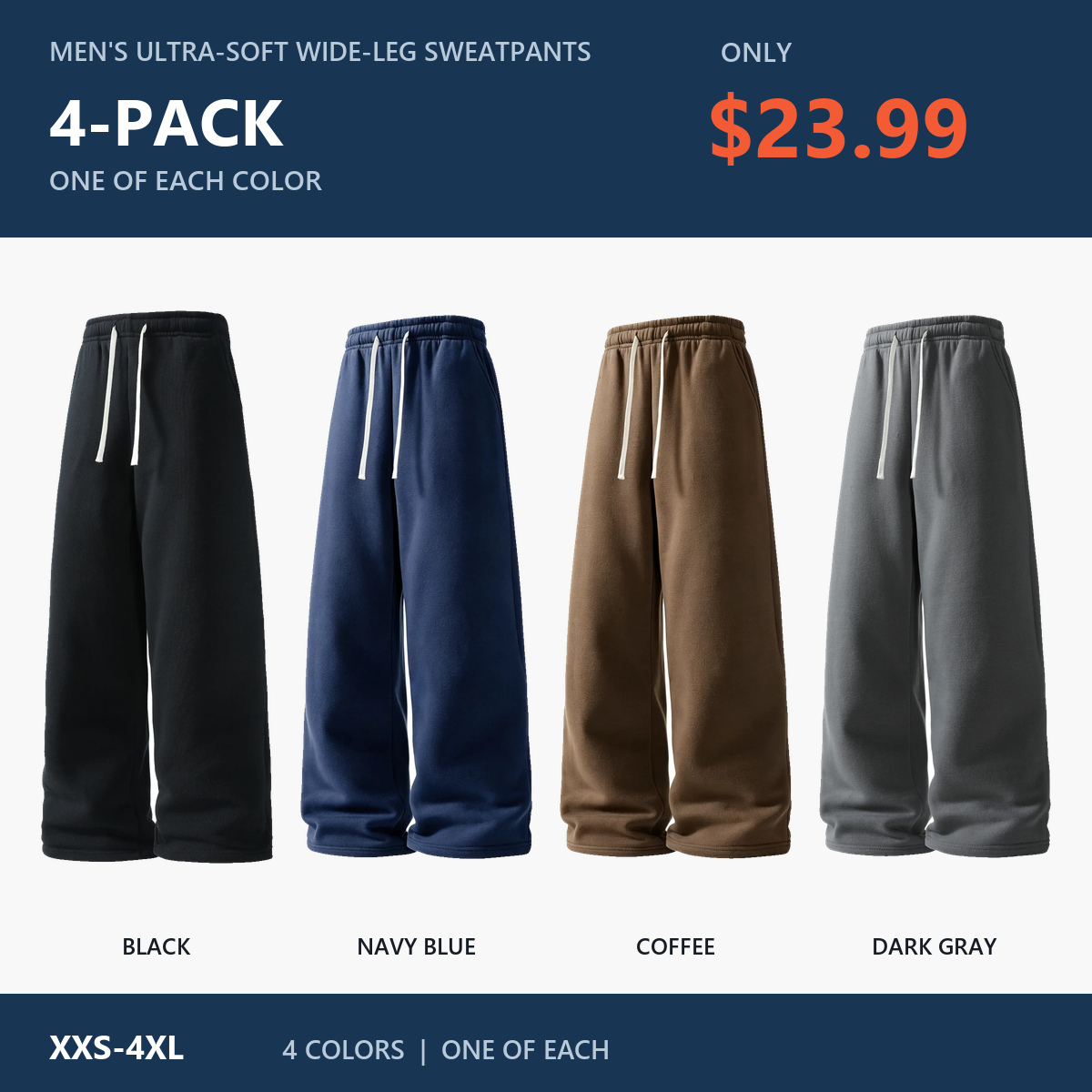 Four-pack F: Black, Navy, Coffee, and Dark Gray