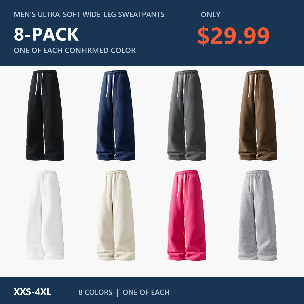 Eight-pack with one pair in each confirmed color