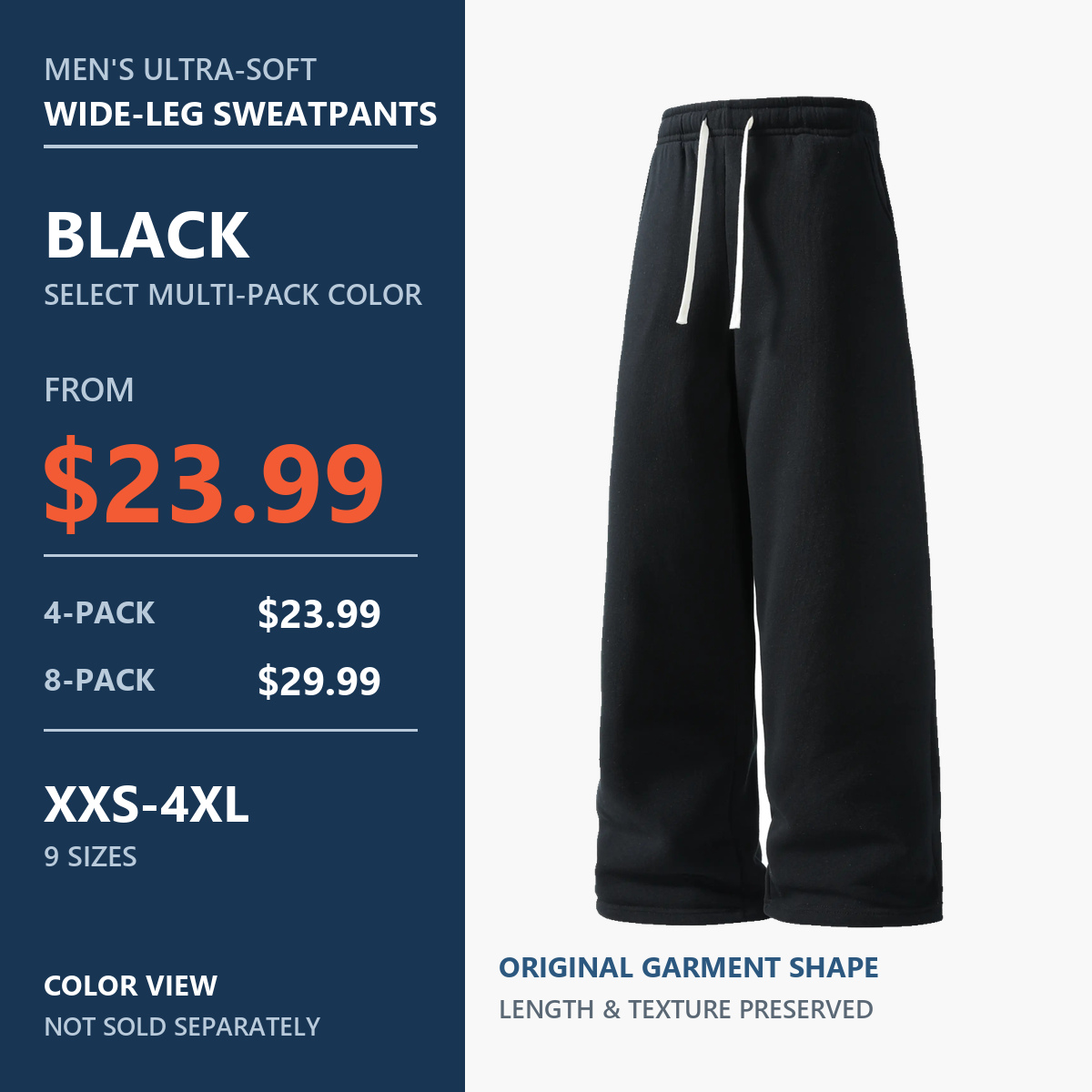 Black wide-leg sweatpants color view
