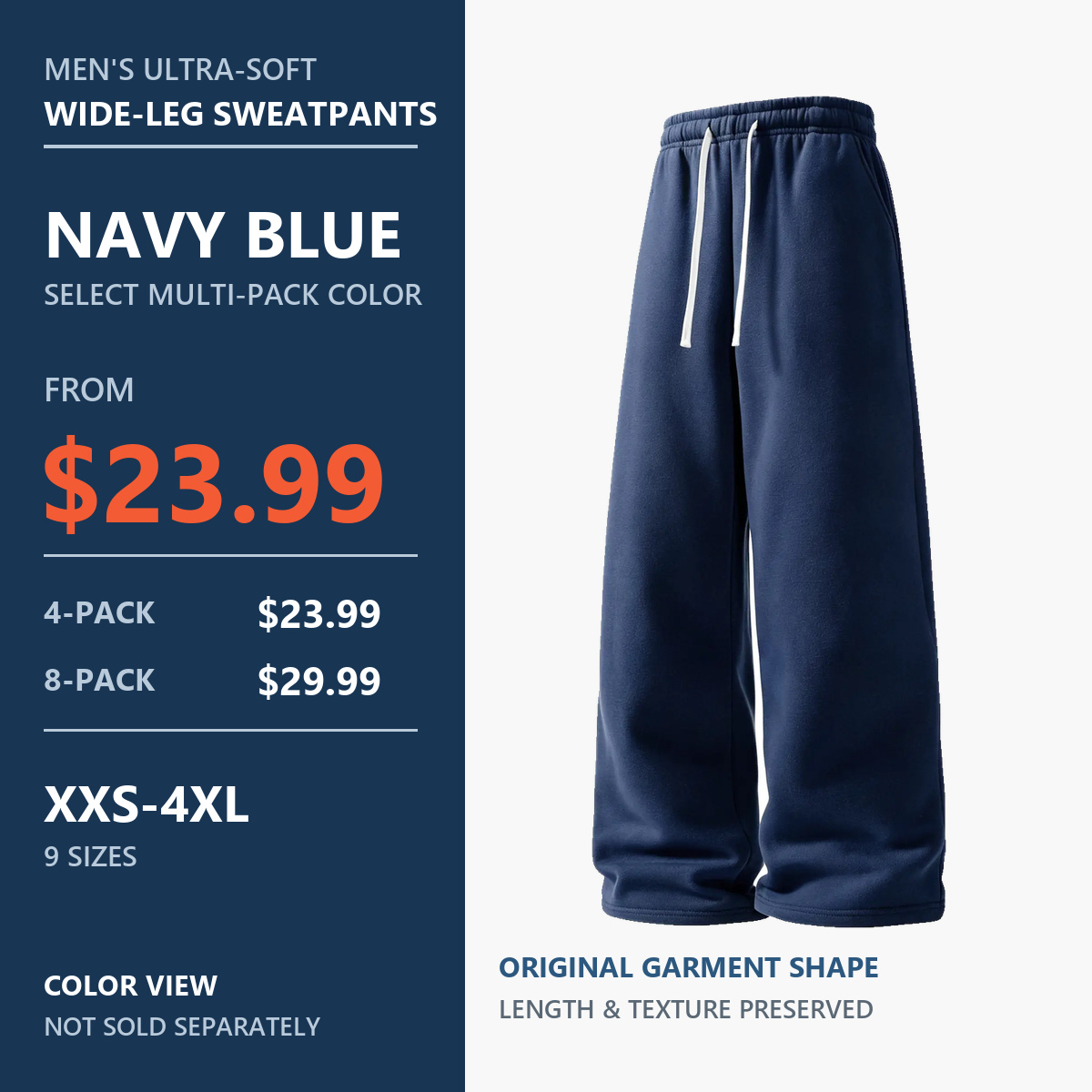 Navy Blue wide-leg sweatpants color view