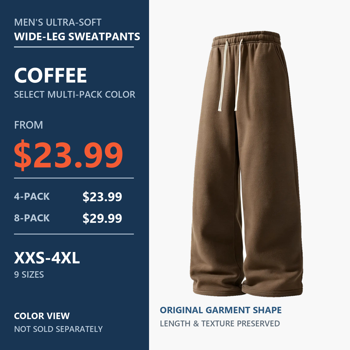 Coffee wide-leg sweatpants color view