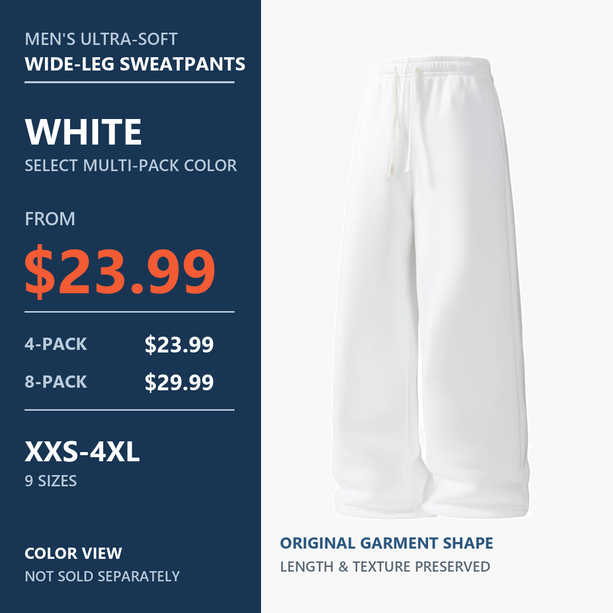White wide-leg sweatpants color view