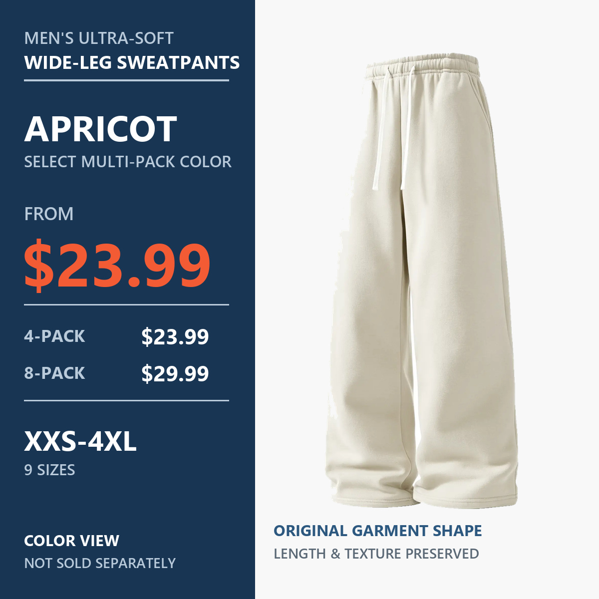 Apricot wide-leg sweatpants color view