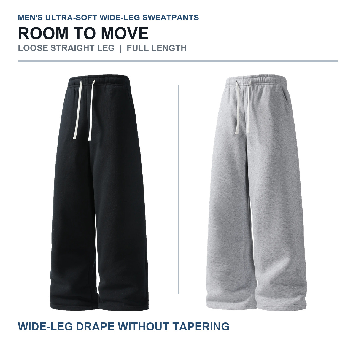 Loose straight wide-leg drape detail