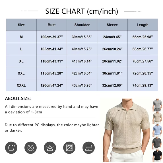 Short Sleeve Knit Golf Shirts for Men 2026 Summer Polo Collar Cable Knit Stretchy Casual Vacation Beach Tops