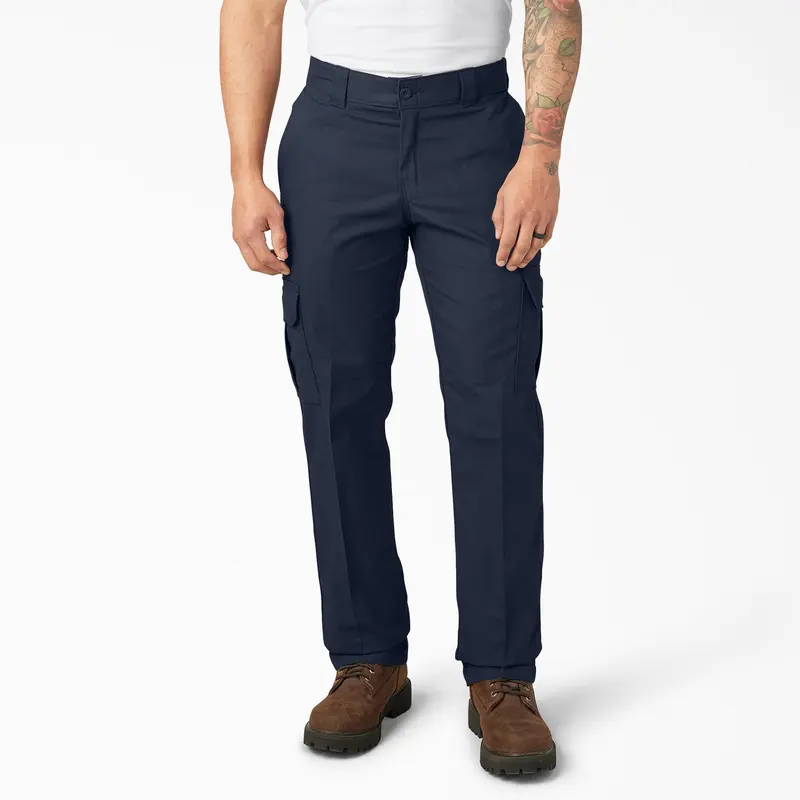 Men's Stretch Cargo Work Pants, Regular Fit Straight Leg, Comfortable Flexible Pants with Expandable Cargo Pockets