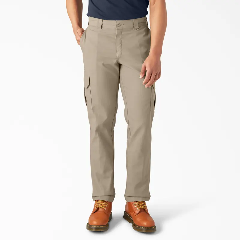 Men's Stretch Cargo Work Pants, Regular Fit Straight Leg, Comfortable Flexible Pants with Expandable Cargo Pockets