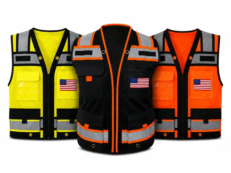 High Visibility Reflective Safety, Mesh Safety Vest with Zipper and Multi pockets