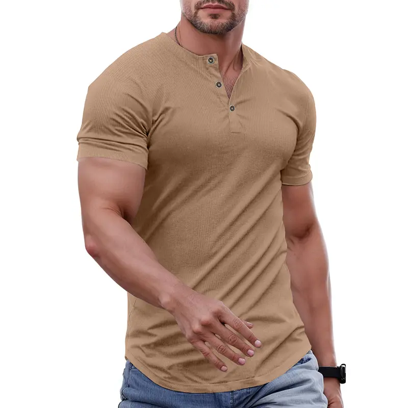 Men's Slim Fit Henley Shirt - Gym & Casual Wear