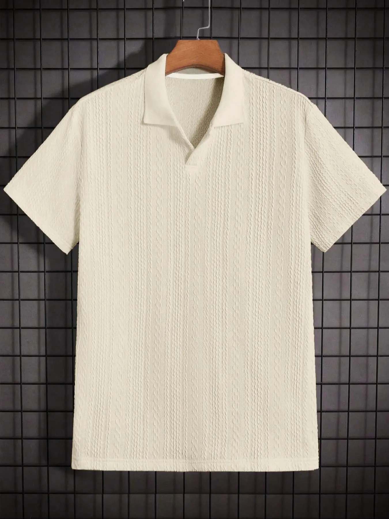 Men's Solid Jacquard Polo Shirt - Casual Summer Wear