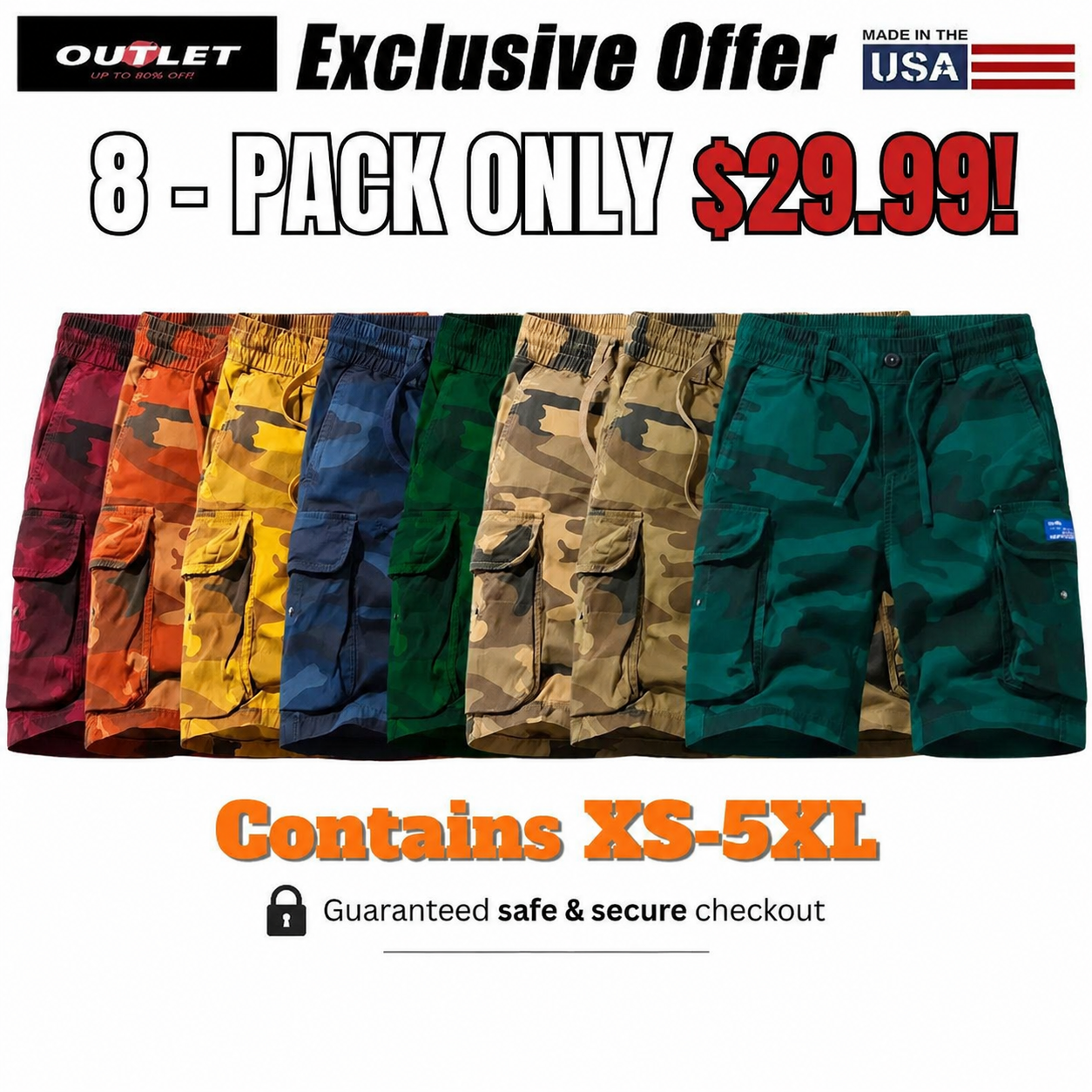 CARGO SHORTS DRAWSTRING CAMOUFLAGE