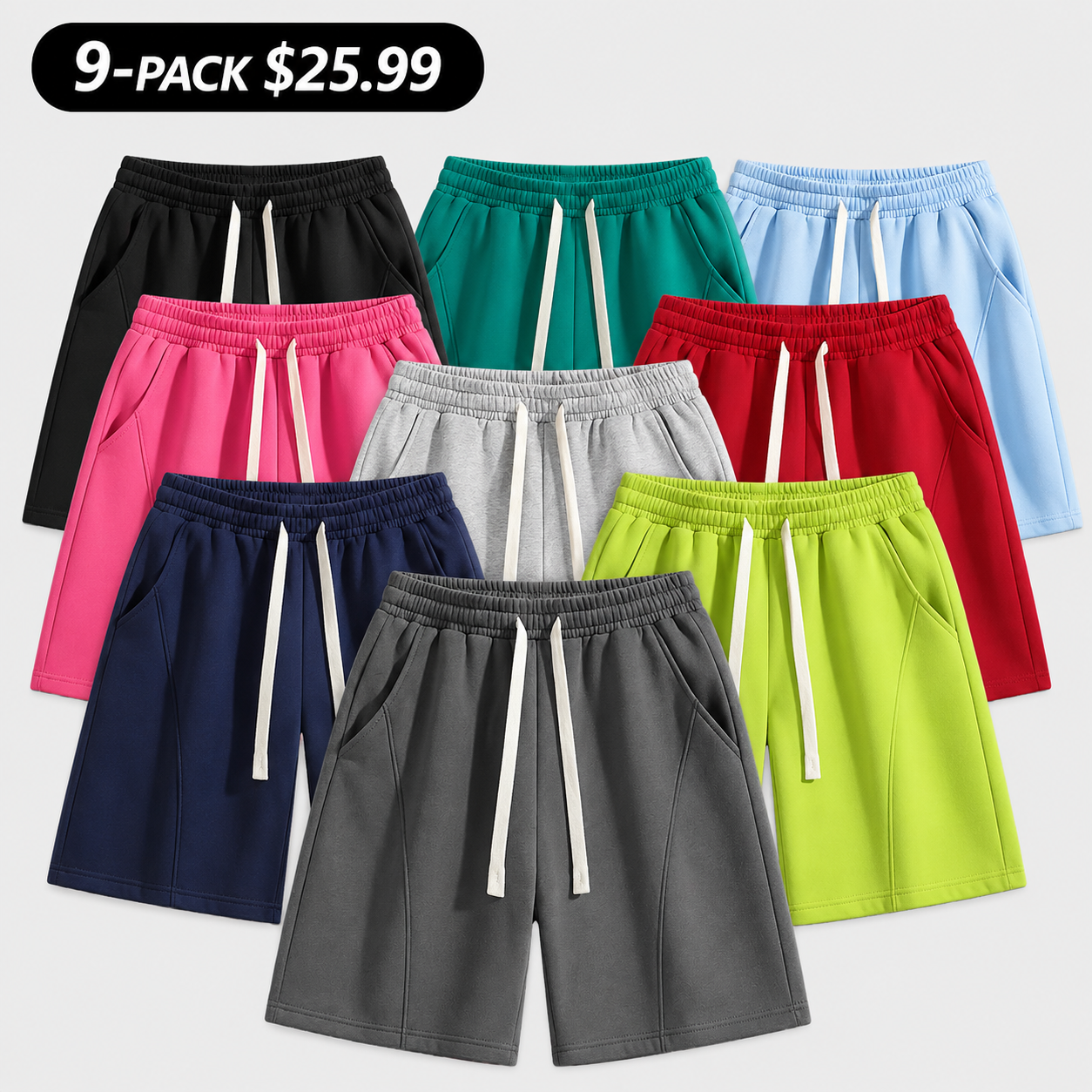 Unisex Cotton Jersey Lounge Shorts - Mixed 9-Pack or Single Piece(If you need different sizes, please specify in the order remarks)