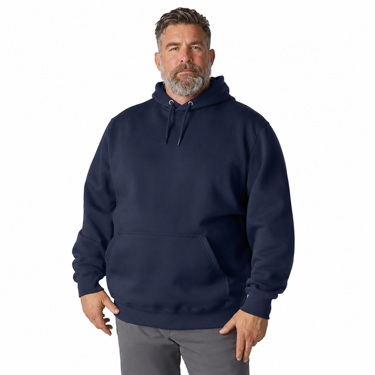 Men’s Pullover Hoodie – Solid Color Casual Sweatshirt with Kangaroo Pocket
