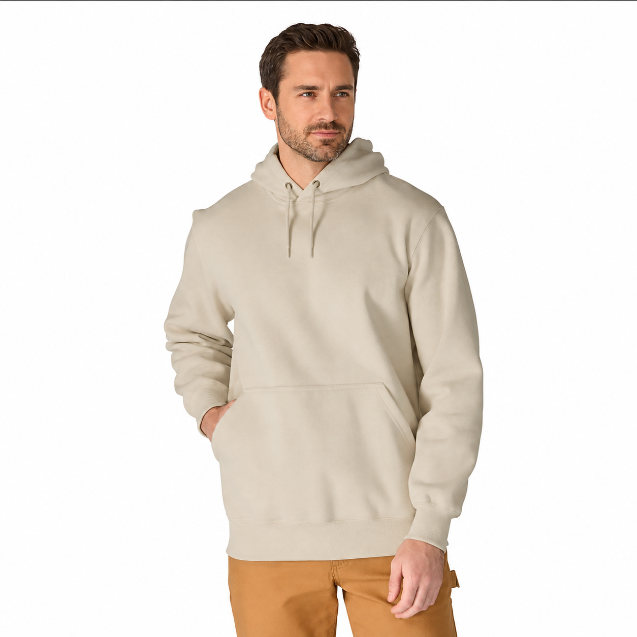 Men’s Pullover Hoodie – Solid Color Casual Sweatshirt with Kangaroo Pocket