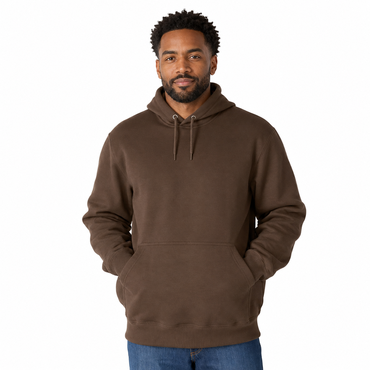 Men’s Pullover Hoodie – Solid Color Casual Sweatshirt with Kangaroo Pocket