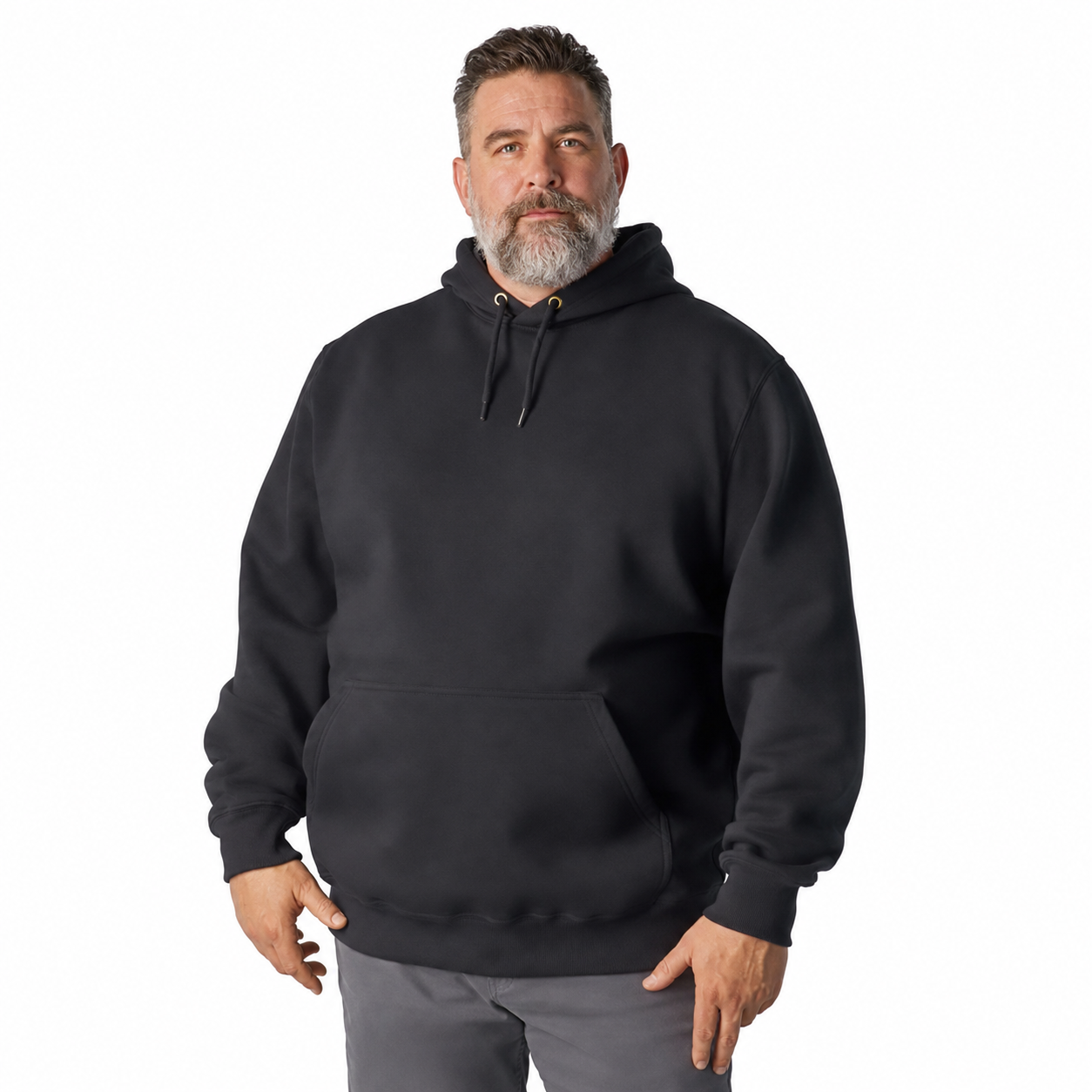 Men’s Pullover Hoodie – Solid Color Casual Sweatshirt with Kangaroo Pocket
