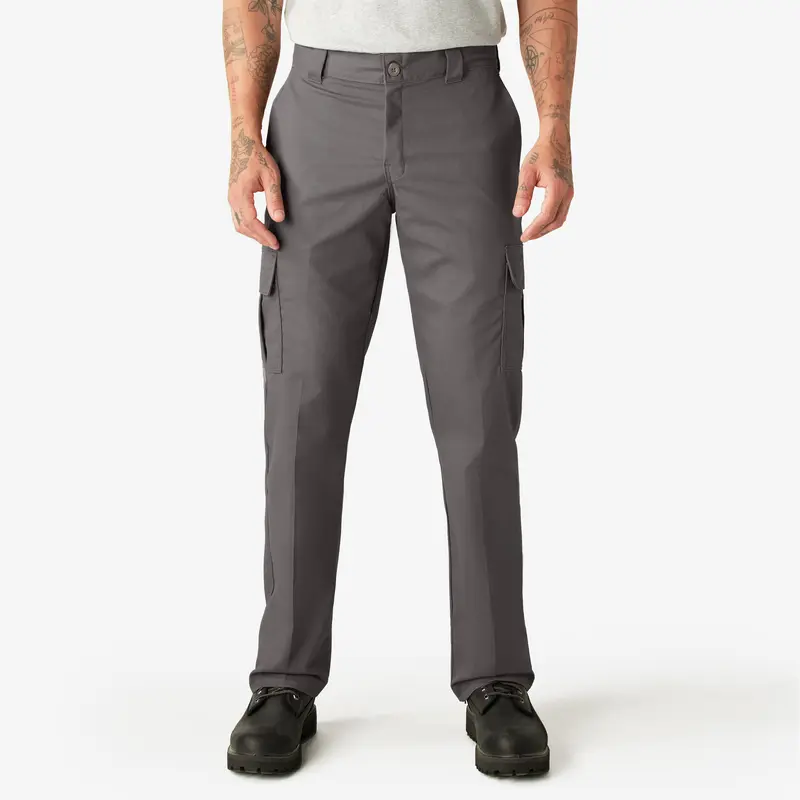 Men's Stretch Cargo Work Pants, Regular Fit Straight Leg, Comfortable Flexible Pants with Expandable Cargo Pockets