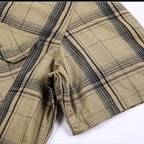 Men's cotton plaid short sleeve shirt