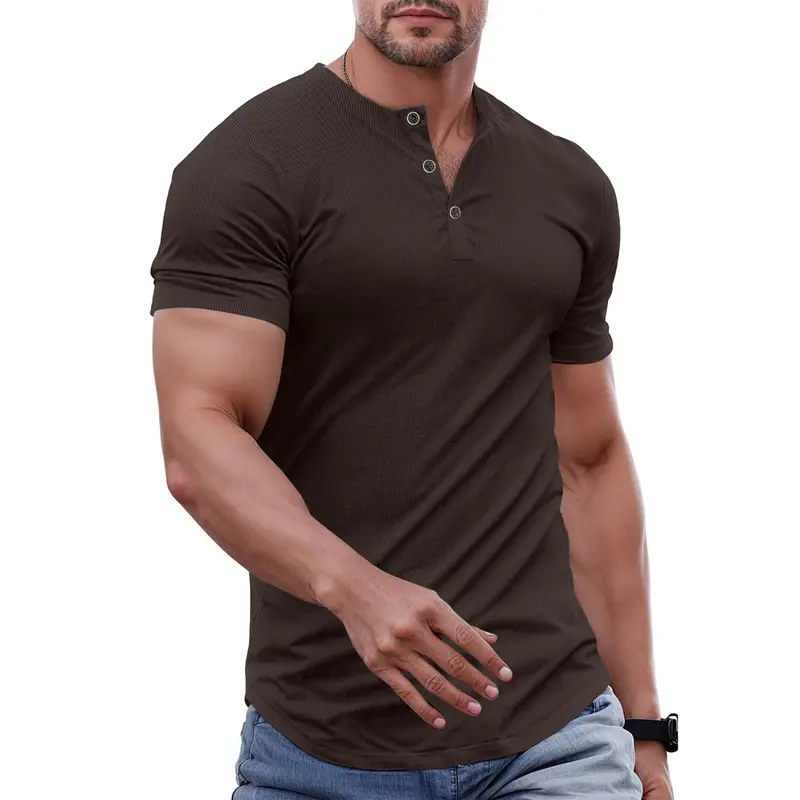 Men's Slim Fit Henley Shirt - Gym & Casual Wear