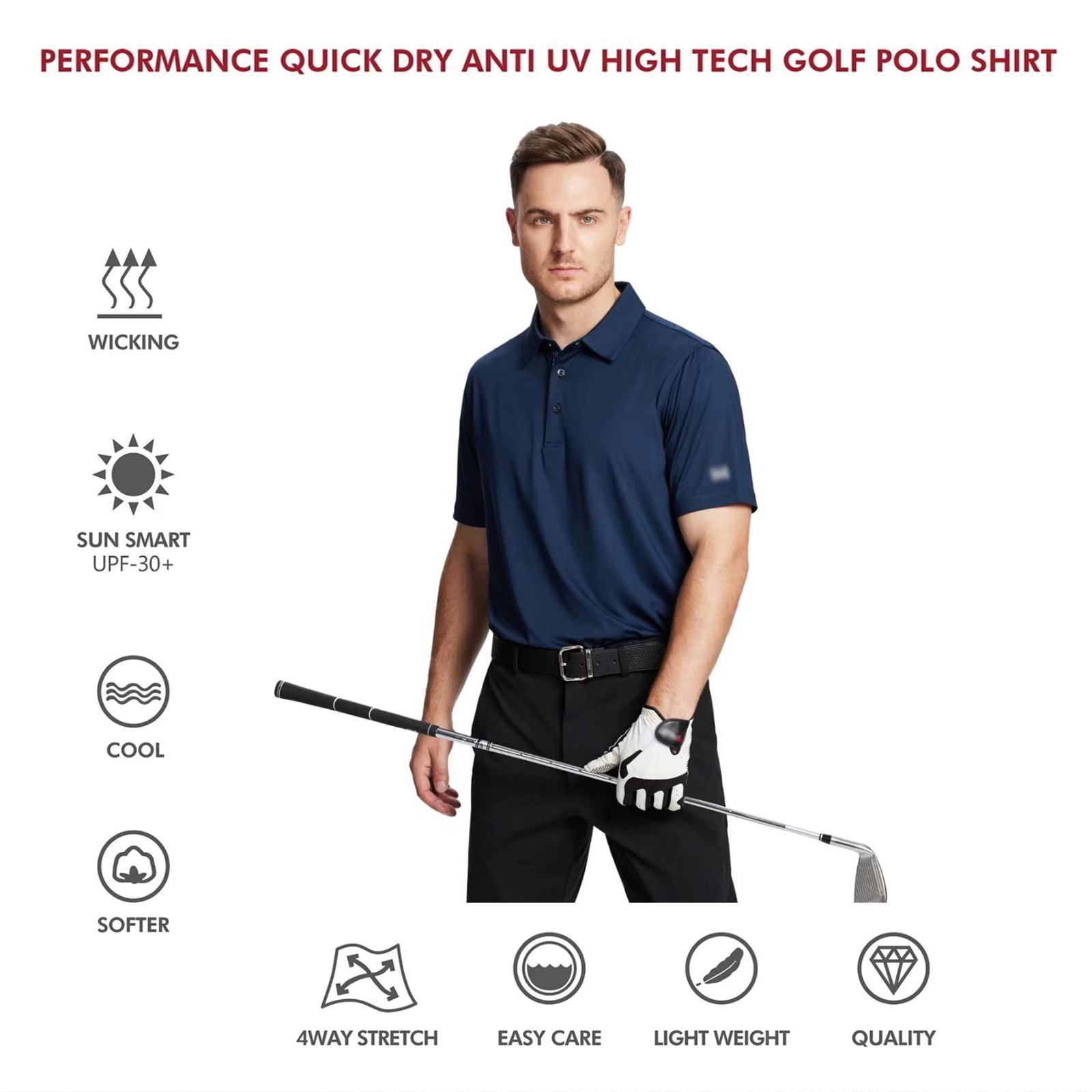 Men's performance golf polo shirt