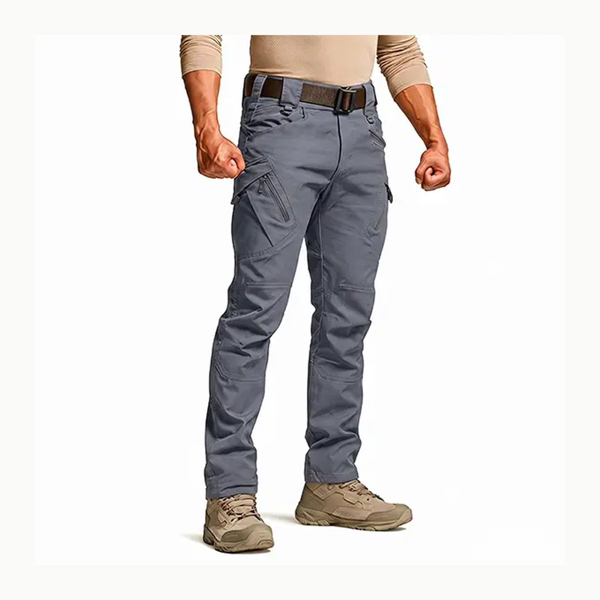 Gray lightweight casual work pants front view