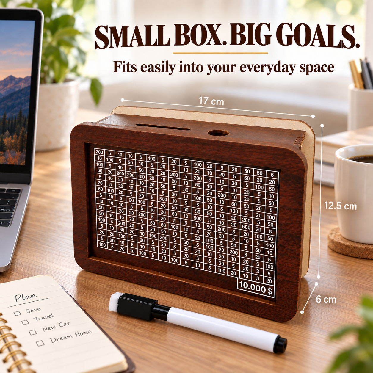 ✨ Early Black Friday | 80% OFF 💰 Wooden Savings Challenge Box – 4 Savings Goals