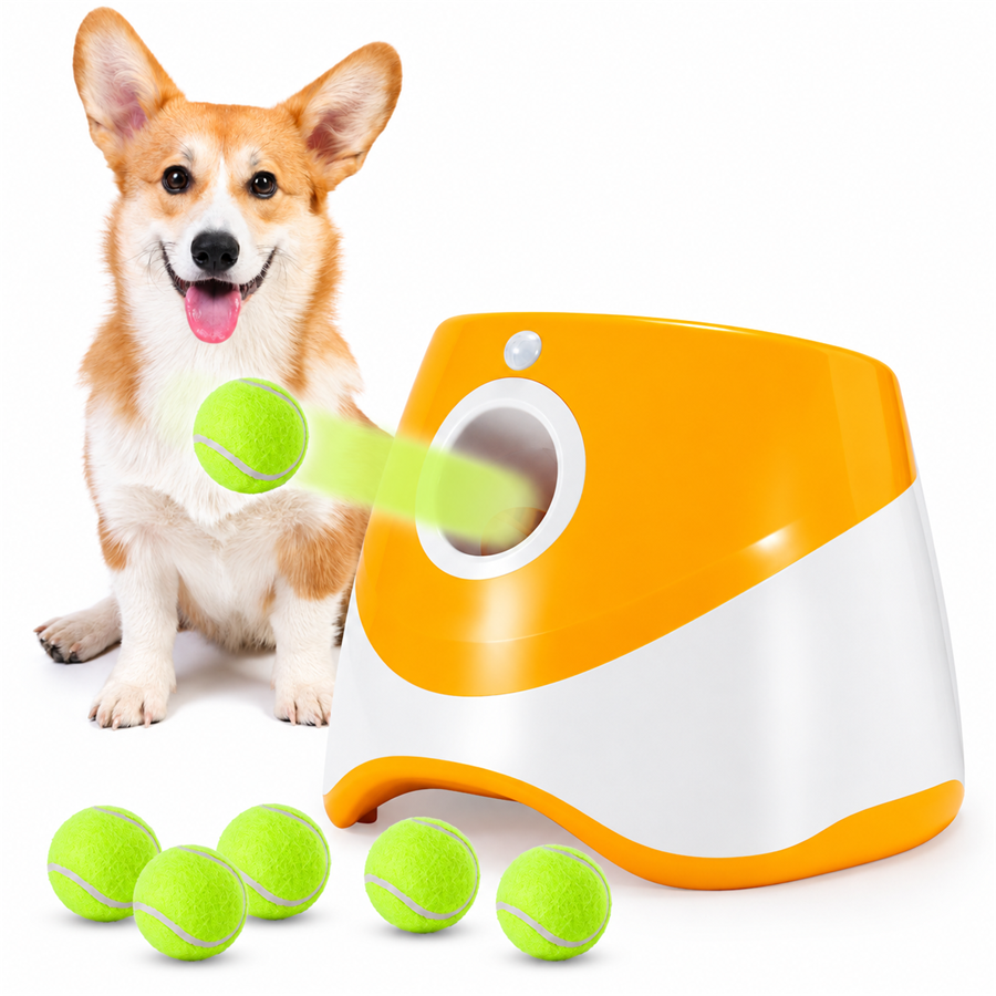 💥 80% OFF Automatic Dog Ball Launcher + 6 Tennis Balls