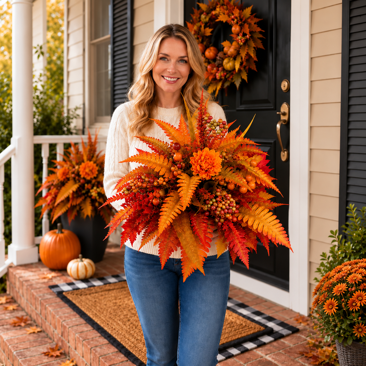 💥80% OFF 🍂 Autumn Harvest Floral Garden Stake – Cozy Fall Porch & Garden Decor