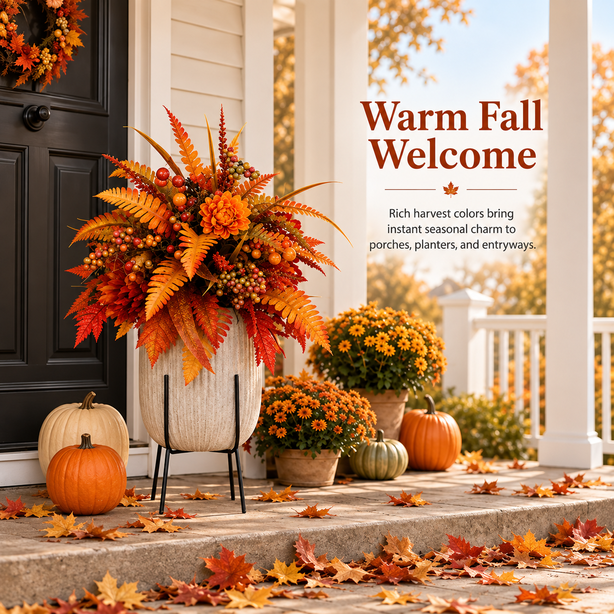 💥80% OFF 🍂 Autumn Harvest Floral Garden Stake – Cozy Fall Porch & Garden Decor