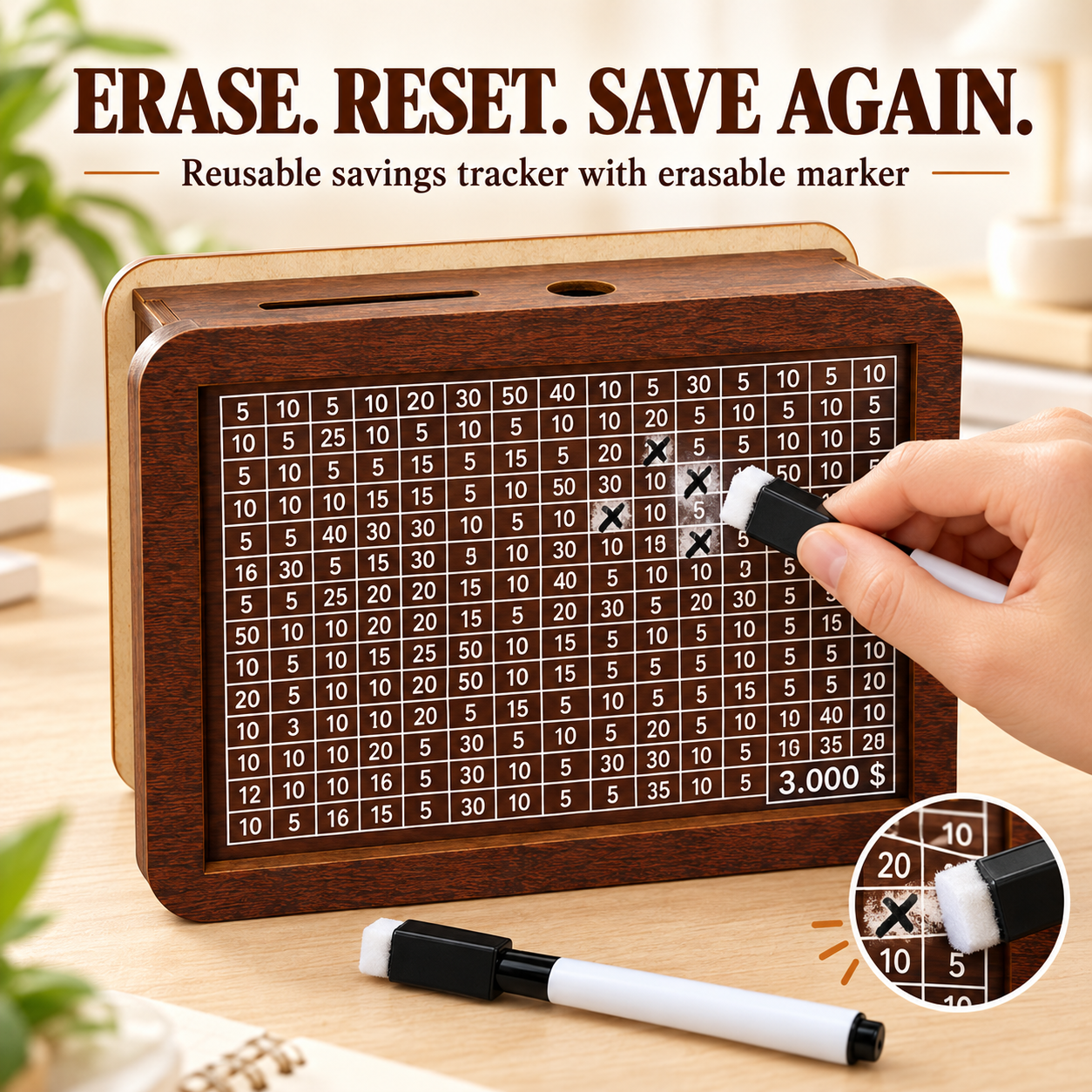 ✨ Early Black Friday | 80% OFF 💰 Wooden Savings Challenge Box – 4 Savings Goals