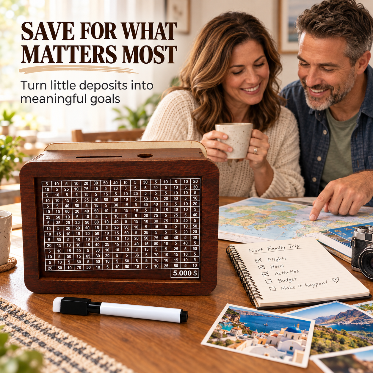 ✨ Early Black Friday | 80% OFF 💰 Wooden Savings Challenge Box – 4 Savings Goals