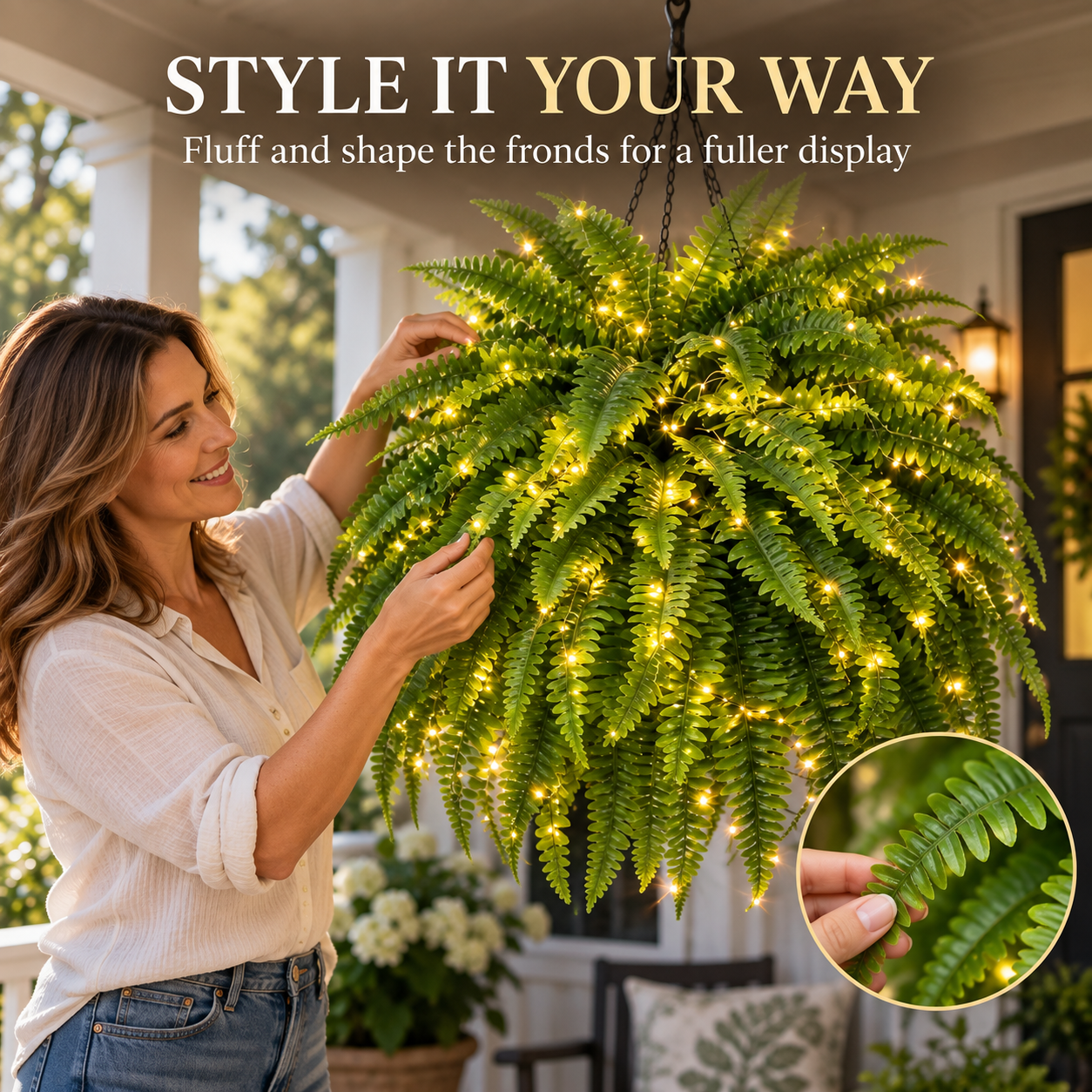 💥 75% OFF 💛Glowing Boston Ferns with Lights – 🌿 Zero Watering, Zero Maintenance
