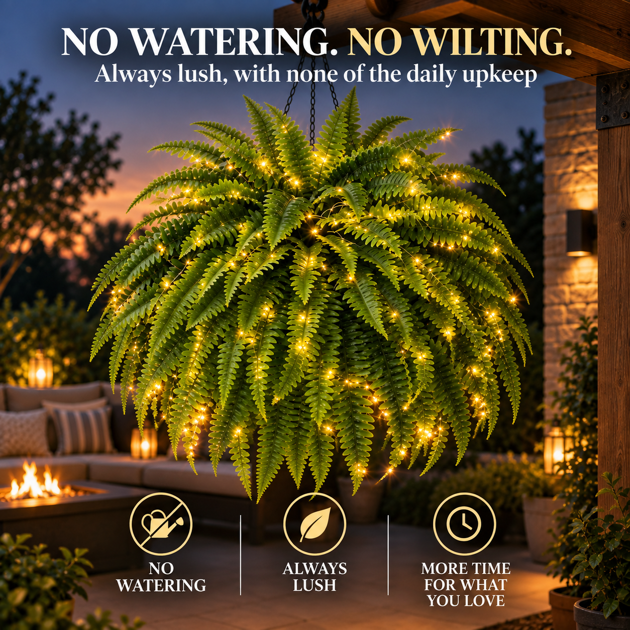 💥 75% OFF 💛Glowing Boston Ferns with Lights – 🌿 Zero Watering, Zero Maintenance