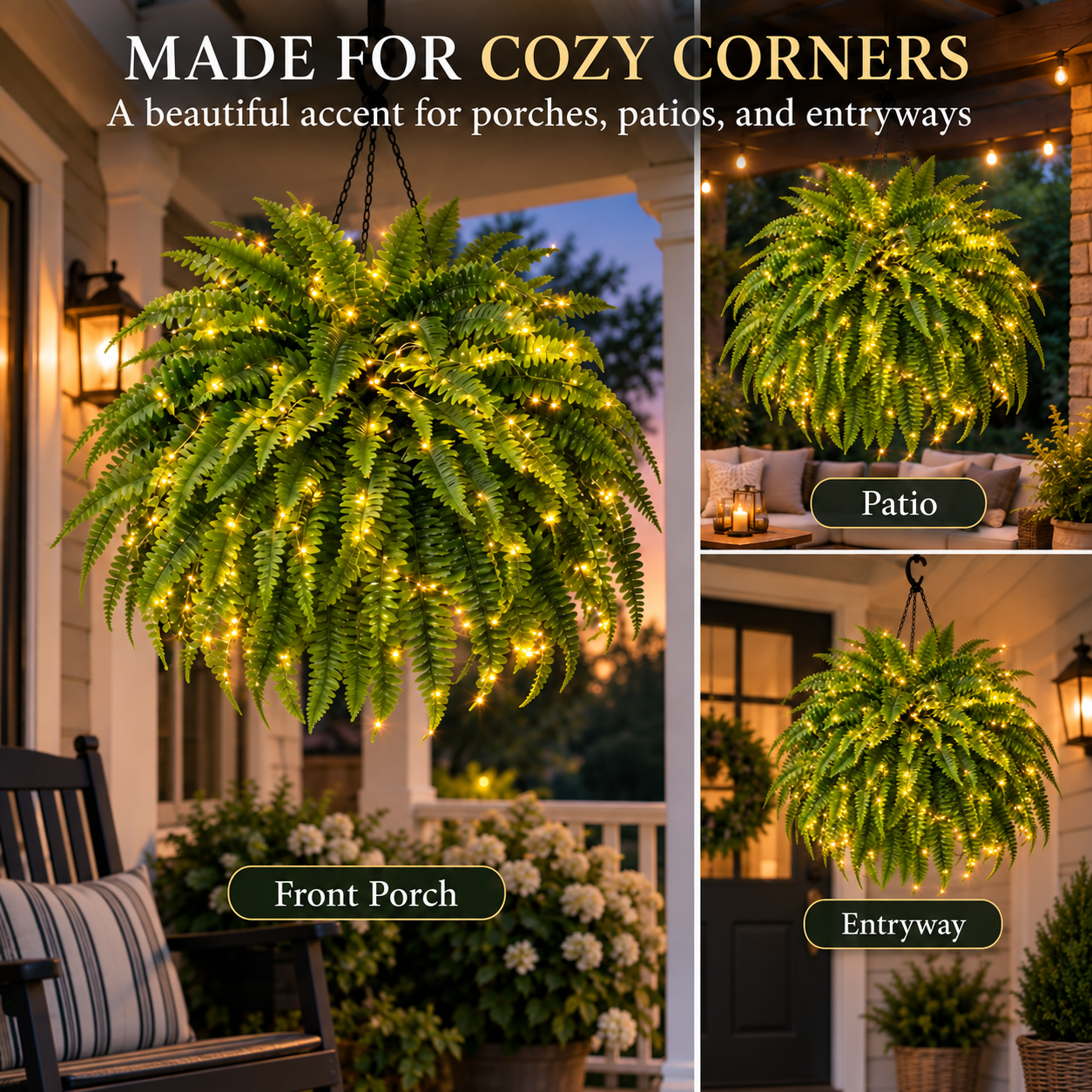 💥 75% OFF 💛Glowing Boston Ferns with Lights – 🌿 Zero Watering, Zero Maintenance