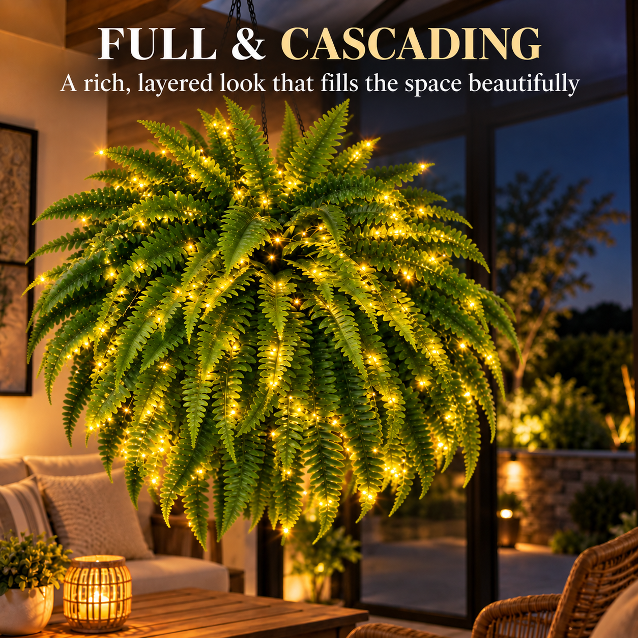 💥 75% OFF 💛Glowing Boston Ferns with Lights – 🌿 Zero Watering, Zero Maintenance