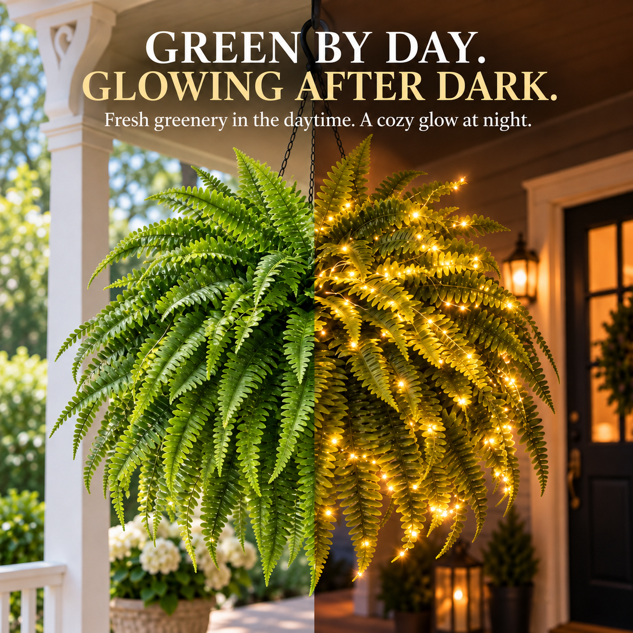💥 75% OFF 💛Glowing Boston Ferns with Lights – 🌿 Zero Watering, Zero Maintenance