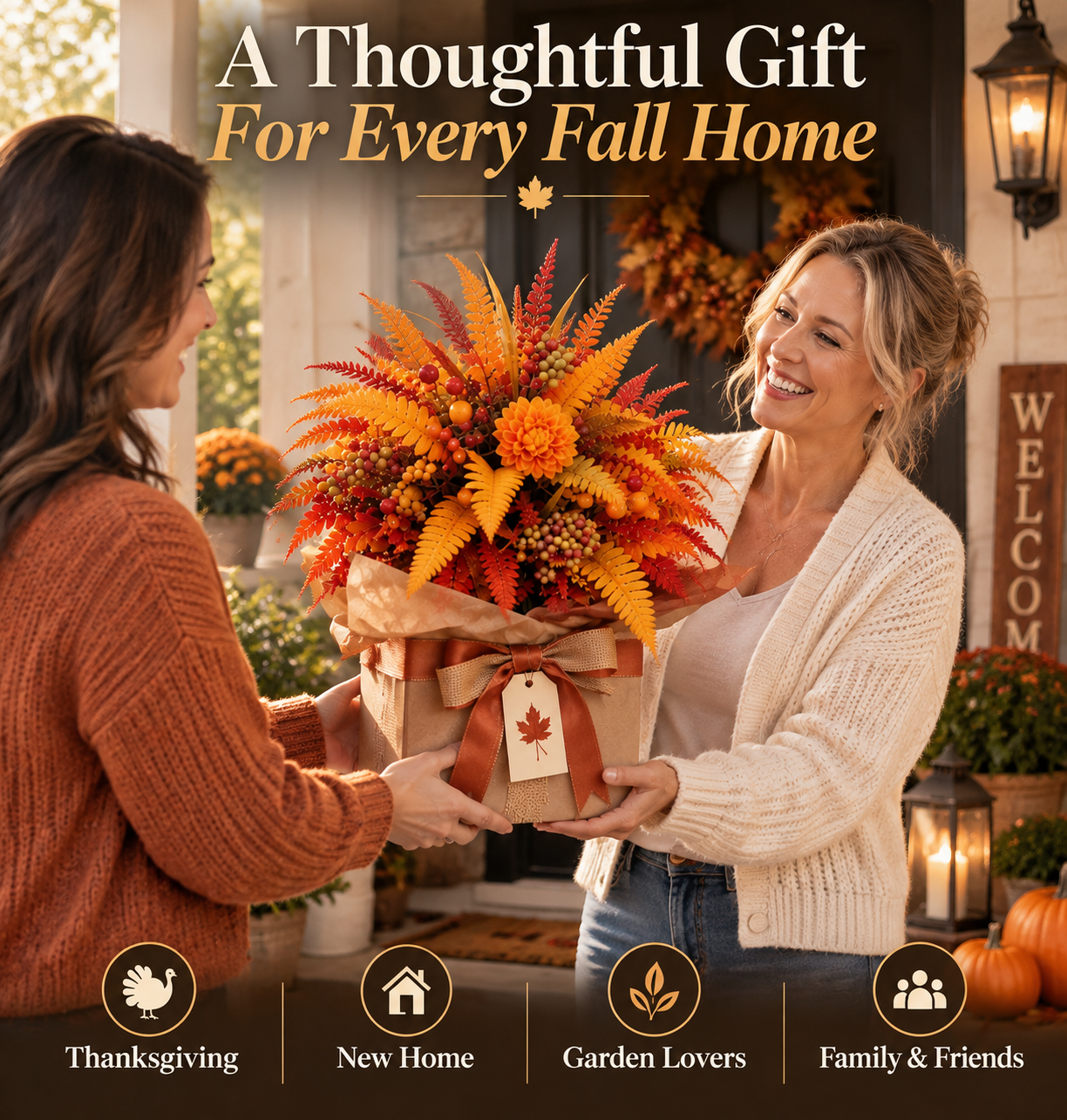 💥80% OFF 🍂 Autumn Harvest Floral Garden Stake – Cozy Fall Porch & Garden Decor