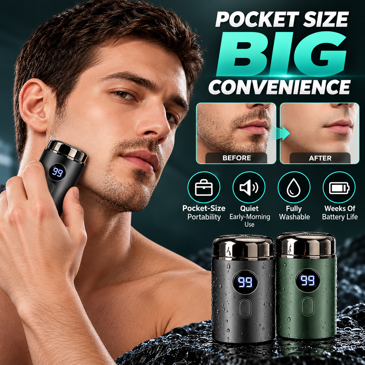 💥70% OFF 🪒 Pocket-Sized Electric Shaver with LED Display
