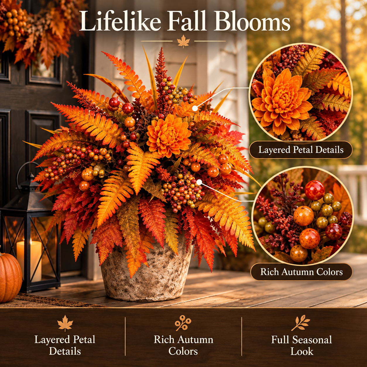 💥80% OFF 🍂 Autumn Harvest Floral Garden Stake – Cozy Fall Porch & Garden Decor