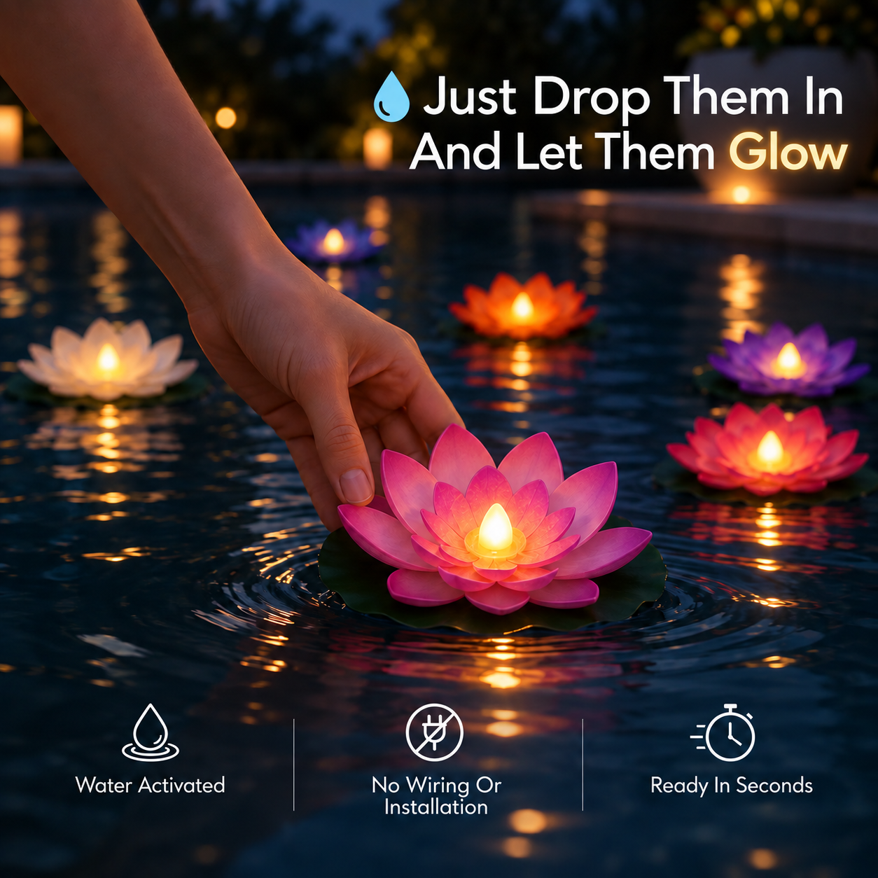 🏷️80% OFF🌸 Water-Activated Floating Lotus Lights