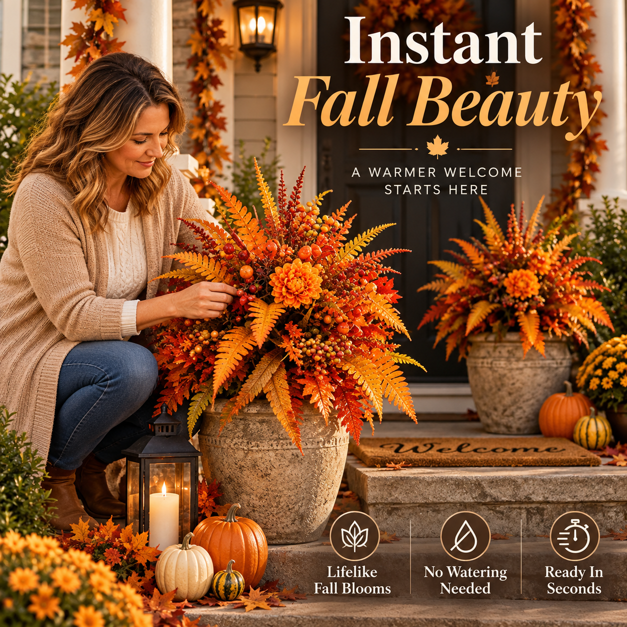💥80% OFF 🍂 Autumn Harvest Floral Garden Stake – Cozy Fall Porch & Garden Decor