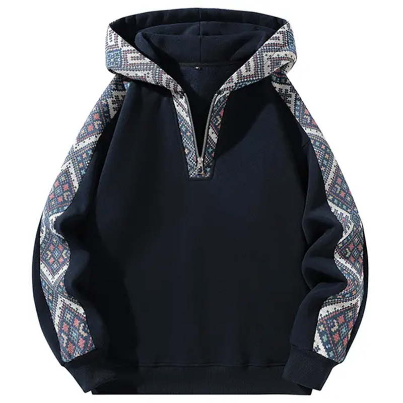 Men’s Retro Tie-Dye Quarter-Zip Sweatshirt – Ethnic Pattern, Colourblock, Fitted, Long Sleeve, Casual Streetwear Top---Buy 2 Get 15% Off & Free Shipping!