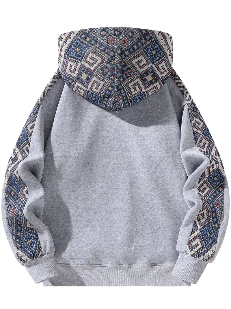 Men’s Retro Tie-Dye Quarter-Zip Sweatshirt – Ethnic Pattern, Colourblock, Fitted, Long Sleeve, Casual Streetwear Top---Buy 2 Get 15% Off & Free Shipping!