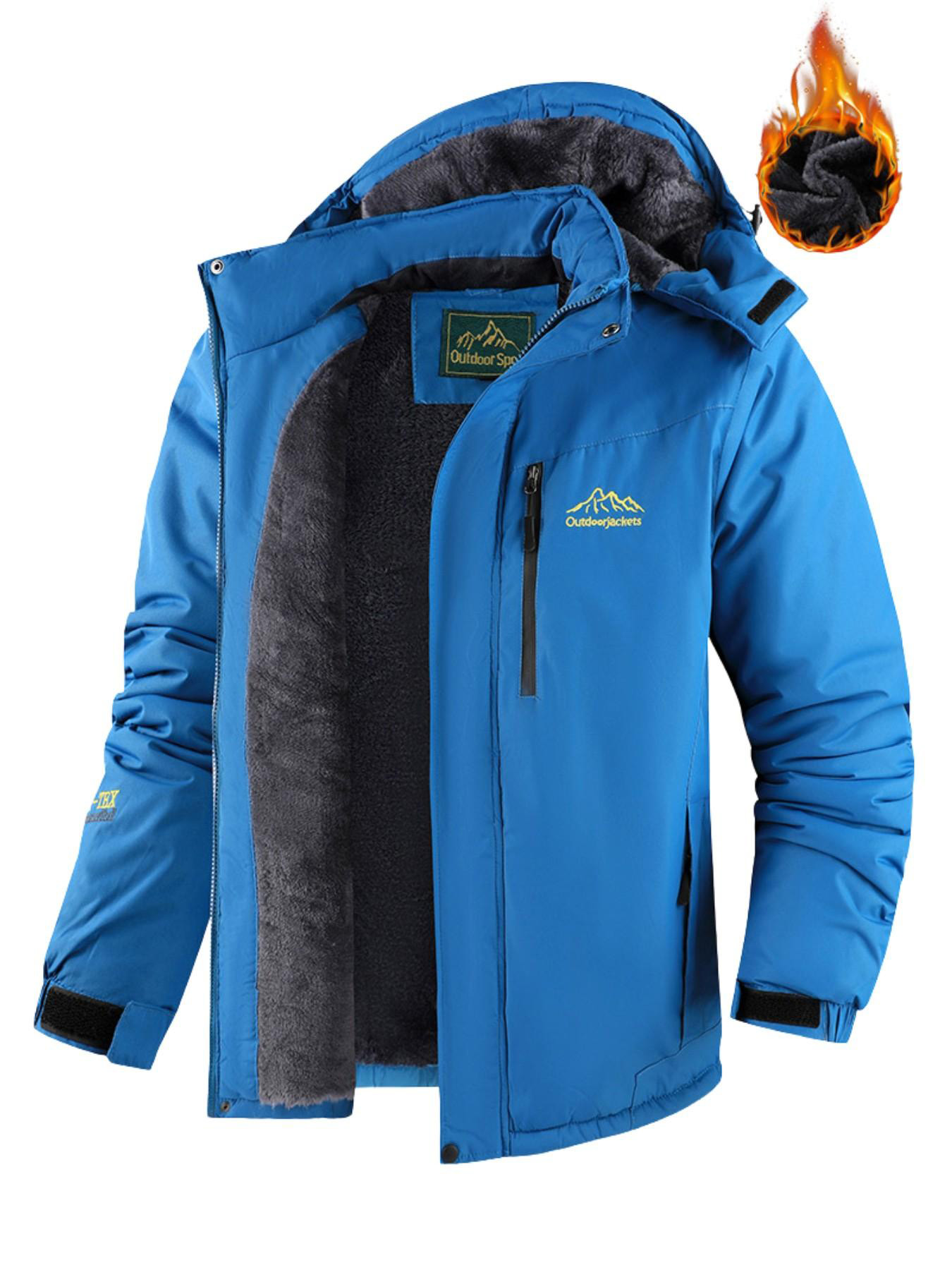 Men‘s Waterproof Windproof Fleece-Lined Jacket – Detachable Hood, Warm Winter Outerwear for Fishing, Hiking & Cycling---Buy 2 Get 15% Off & Free Shipping!