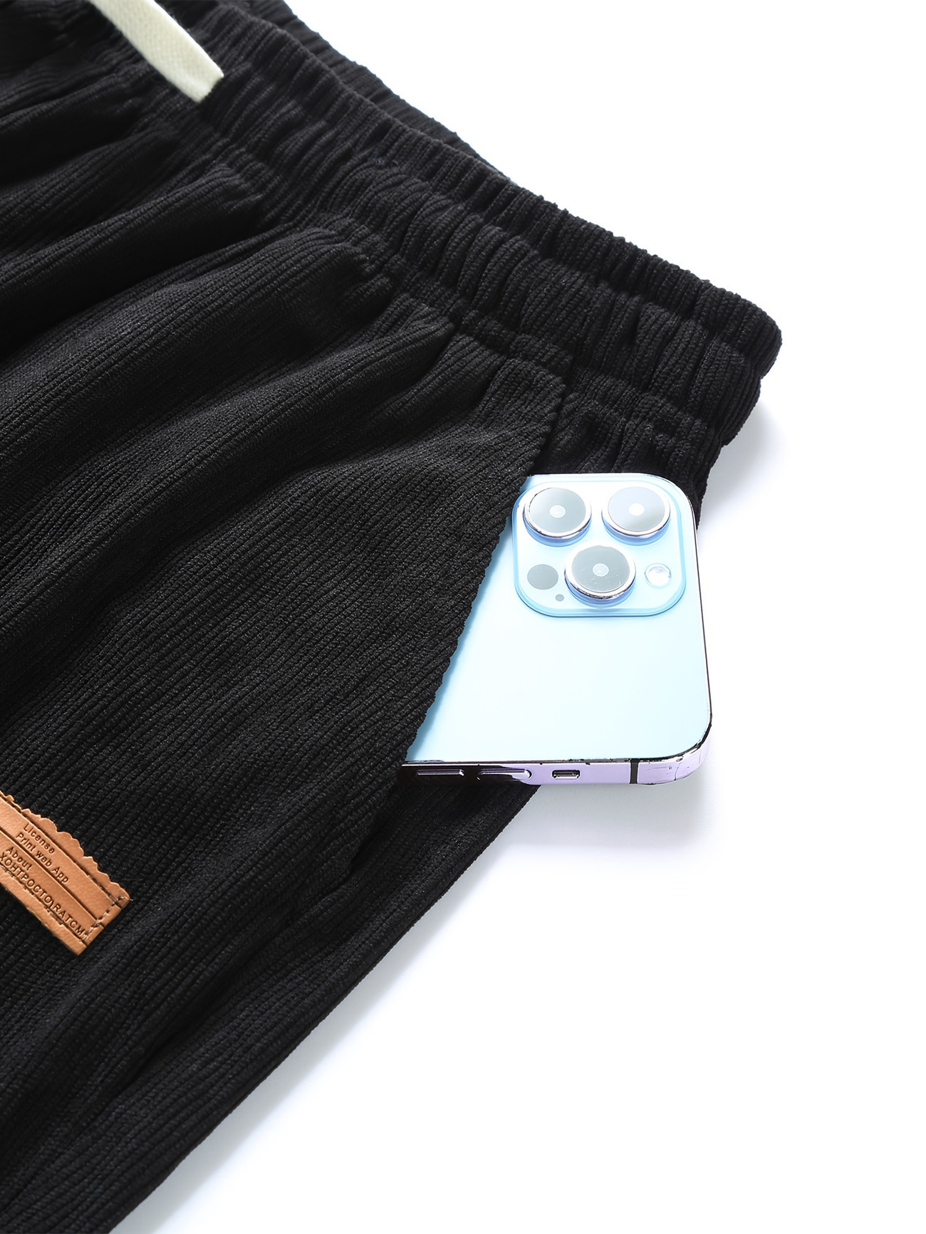 Men’s 3-Pack Wide-Leg Athletic Trousers – Elastic Drawstring Waist, Leather Tag, Loose Straight-Cut for Streetwear & Jogging---Buy 2 Get 15% Off & Free Shipping!