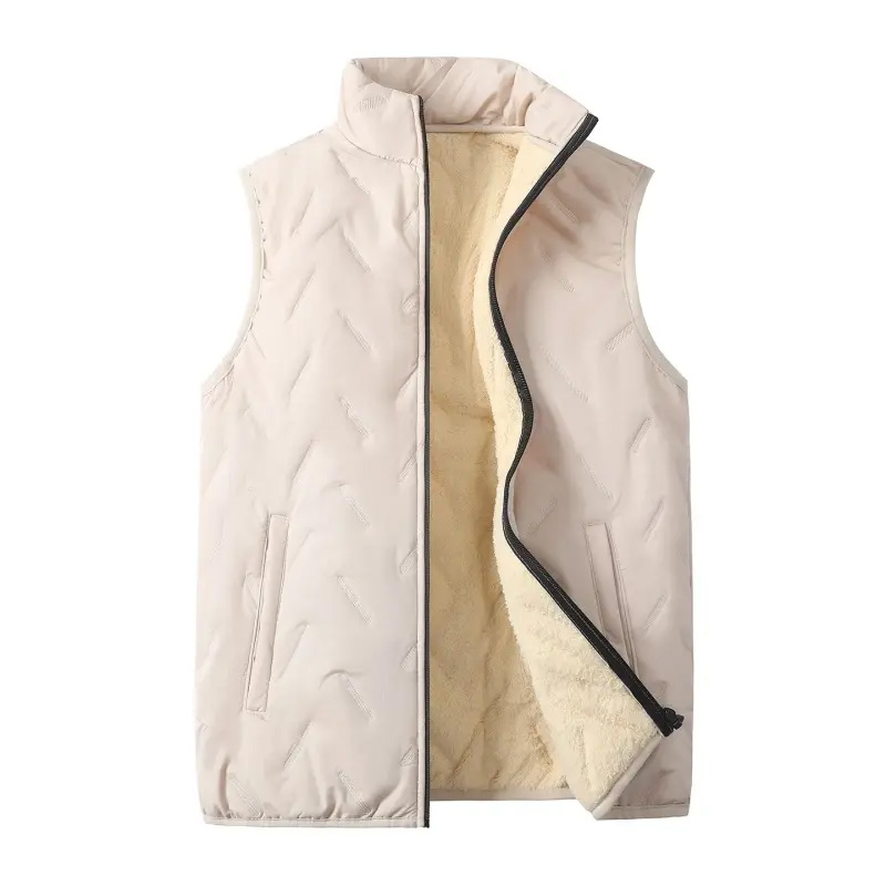 Men’s Fleece-Lined Winter Gilet – Lamb Wool, Stand-Up Collar, Ultrasonic Stitching, Regular Fit Layering, Warm Sleeveless Waistcoat for Autumn/Winter---Buy 2 Get 15% Off & Free Shipping!